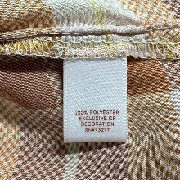 Lauren Conrad‎ Top Womens Small Tan Plaid Satiny Sheer Fall Western Country Boho - Picture 7 of 8